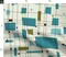 Mid Century Modern Grid Stars Teal Mod Retro Jazz Vintage 1950S Geometric Aqua Abstract Custom Printed Fabric by Spoonflower Various Fabrics by the Yard or Fat Quarter
